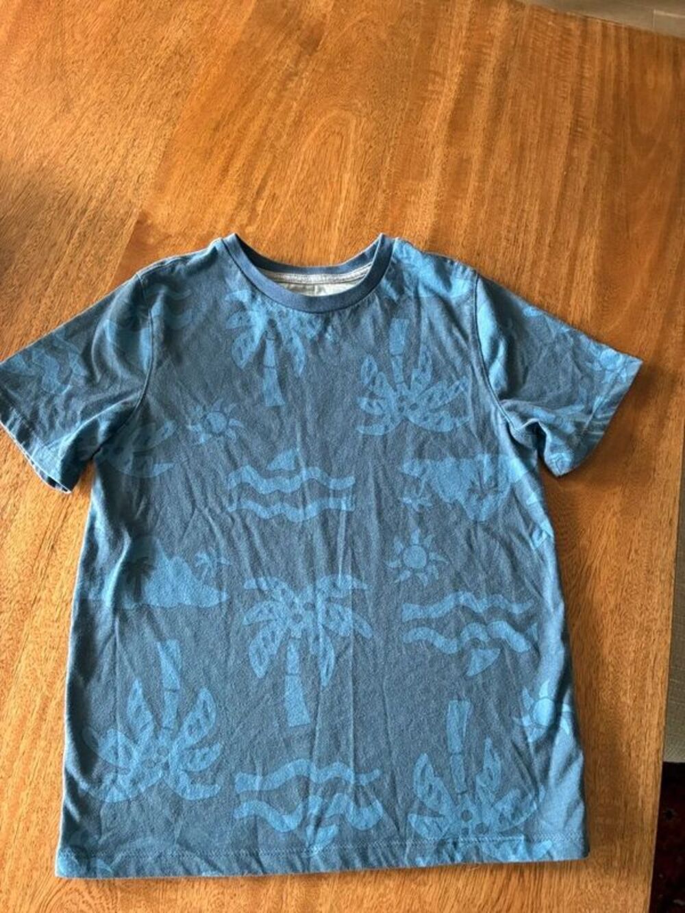 365 Kids Boys Blue Tropical Palm Tree Graphic T-Shirt Size 10